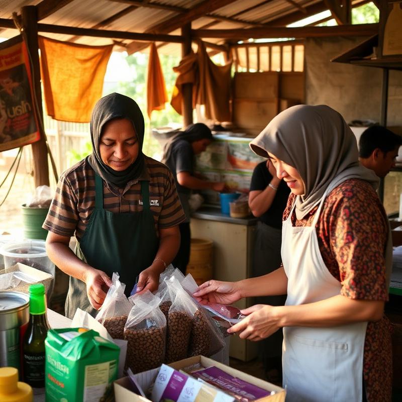 Pelaku UMKM desa mengemas produk